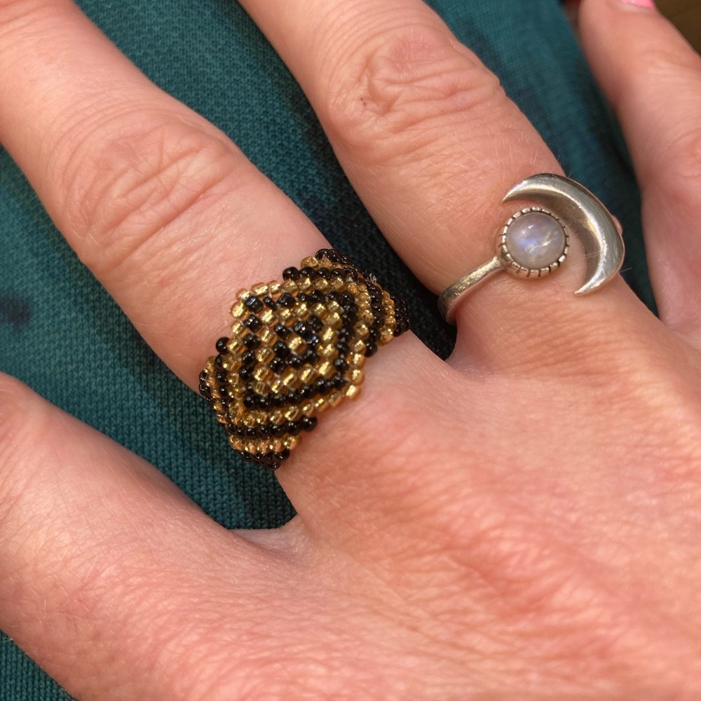 Gorgeous hand beaded ring from bali size 5.5